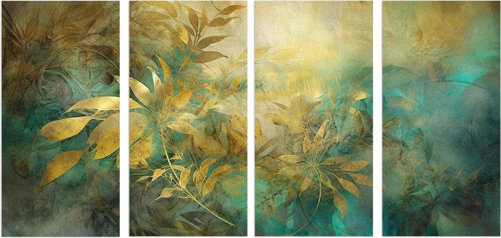 Fali dekoráció a nappaliba Nagy vászonkép Pasztell levelek 60x120