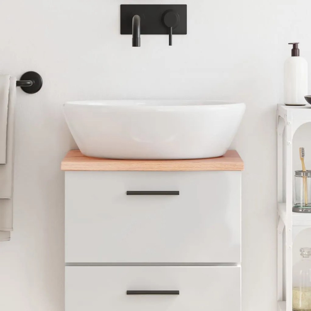 világosbarna kezelt tömör fa fürdőszobai pult 40x30x2 cm