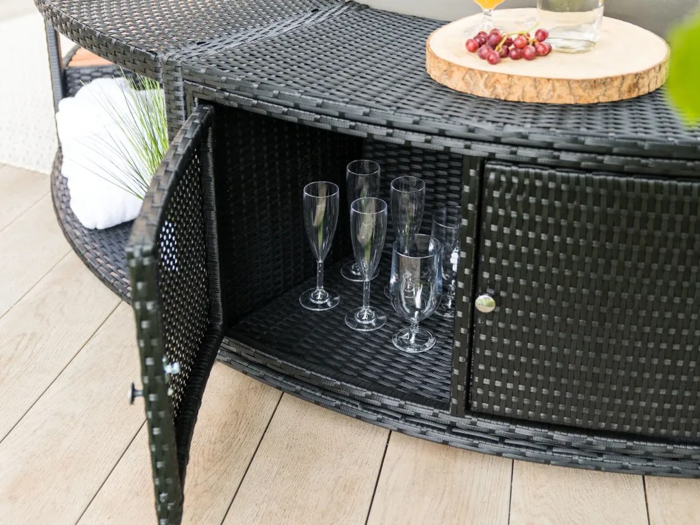 Lay-Z-Spa kör alakú rattan pezsgőfürdő bútor, 180 cm, fekete