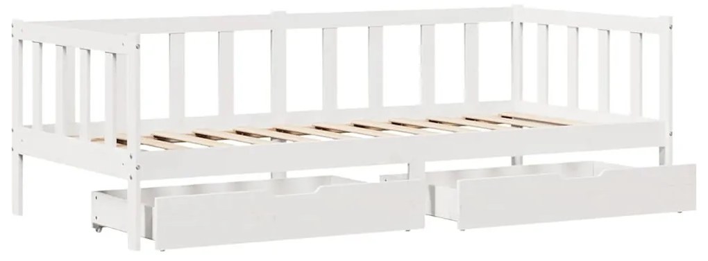fehér tömör fenyőfa kanapéágy fiókkal 80 x 200 cm