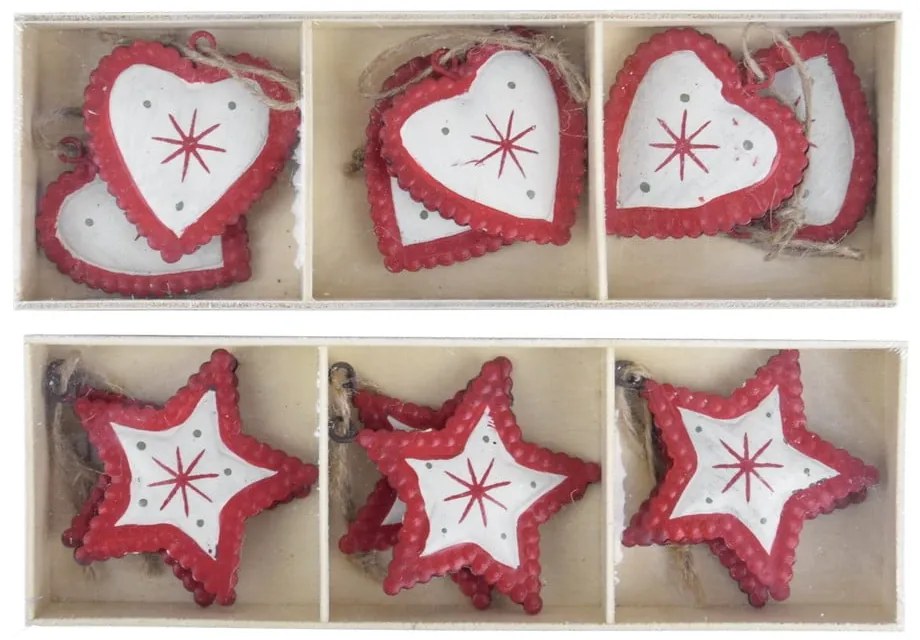 12 db-os szíves és csillagos függődísz készlet - Ego Dekor