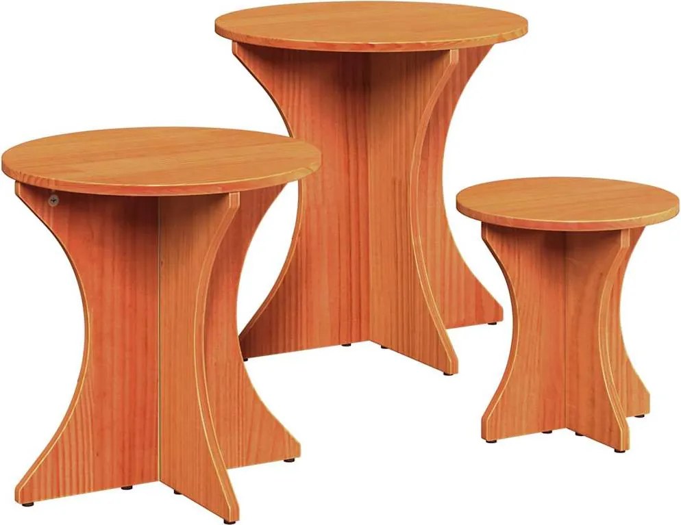 vidaXL Dohányzóasztal 3 pcs Faggyú barna