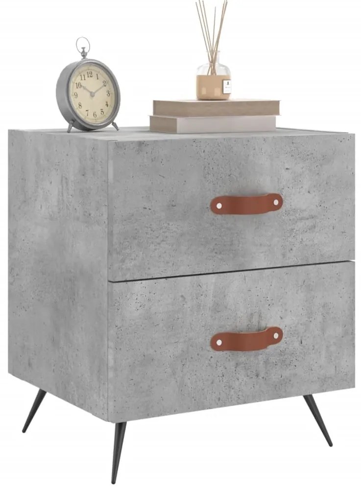 2 db betonszürke szerelt fa éjjeliszekrény 40 x 35 x 47,5 cm