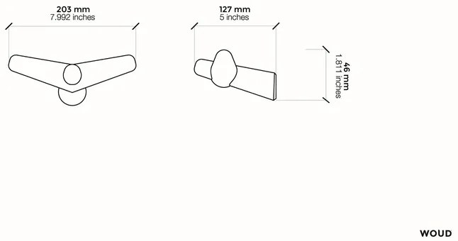Fogas "Tail Wing",közepes, 2 változat - Woud Variáns: világos tölgyfa