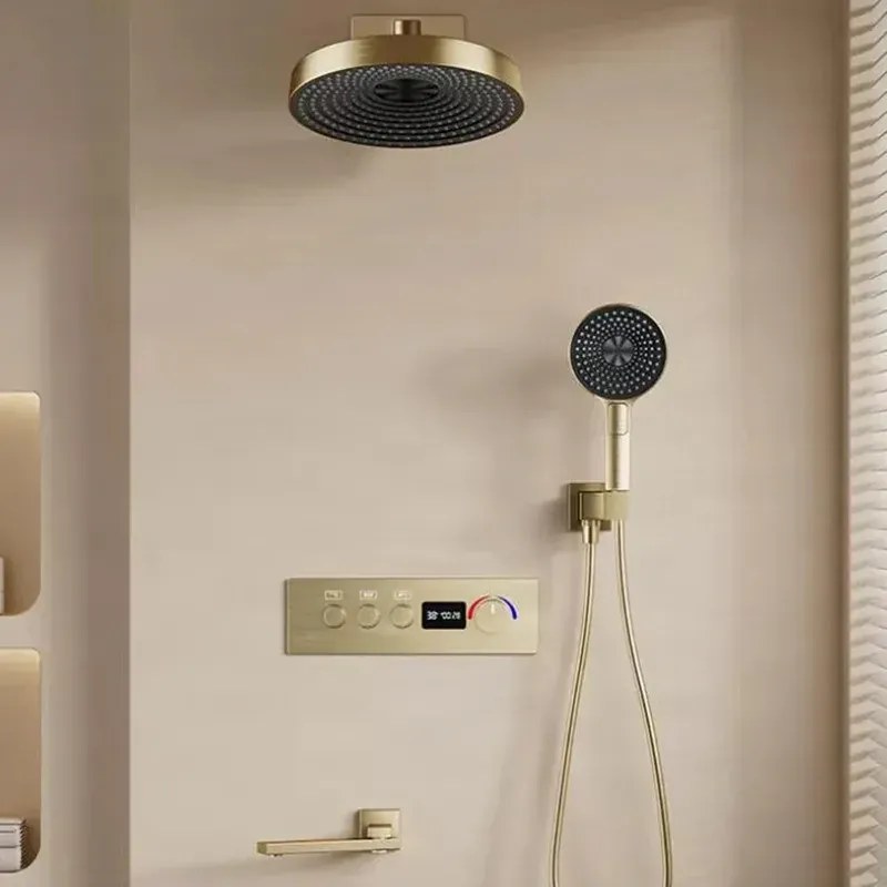 Zuhanyrendszer ELITE EDITION BCS1698 termosztáttal, LED-világítással, forgatható kifolyóval, több színben — Fekete