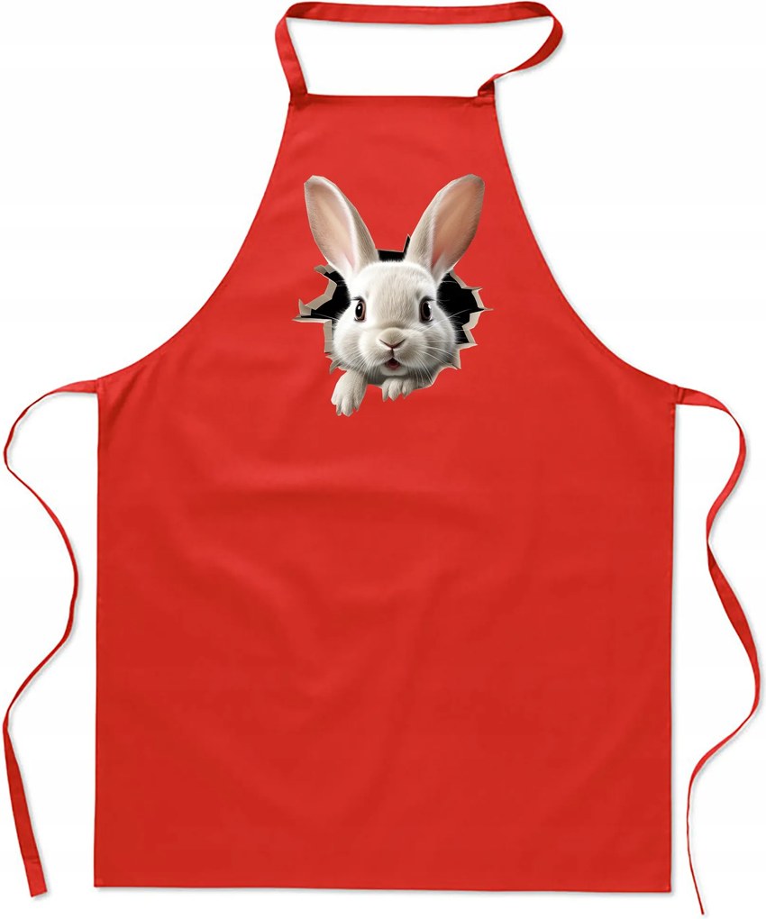 Konyhai Kötény pamut piros lyuk Nyuszi FA_476_cw