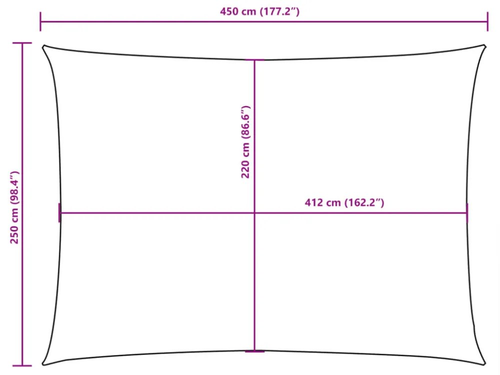 antracitszürke téglalap alakú oxford-szövet napvitorla 2,5x4,5m