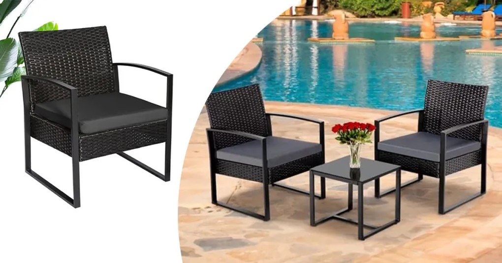 2 személyes, kültéri bútorszett dohányzóasztallal