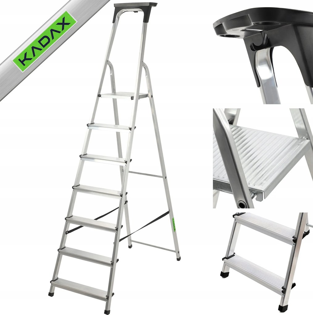 Háztartási Alumínium Létra 7 Fokozatban Összecsukható Polc 125kg Lengyel Termék