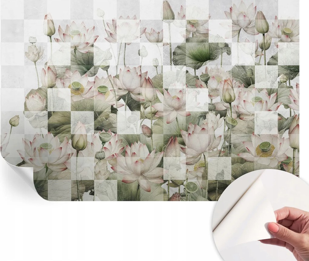 Öntapadós tapéta Fali furnér 3D hatás Lótusz minták 104x70 cm