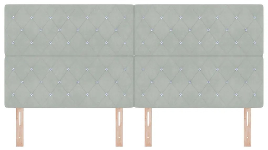 Bársony Fejtámla Argyle Világosszürke 200 cm Bársony