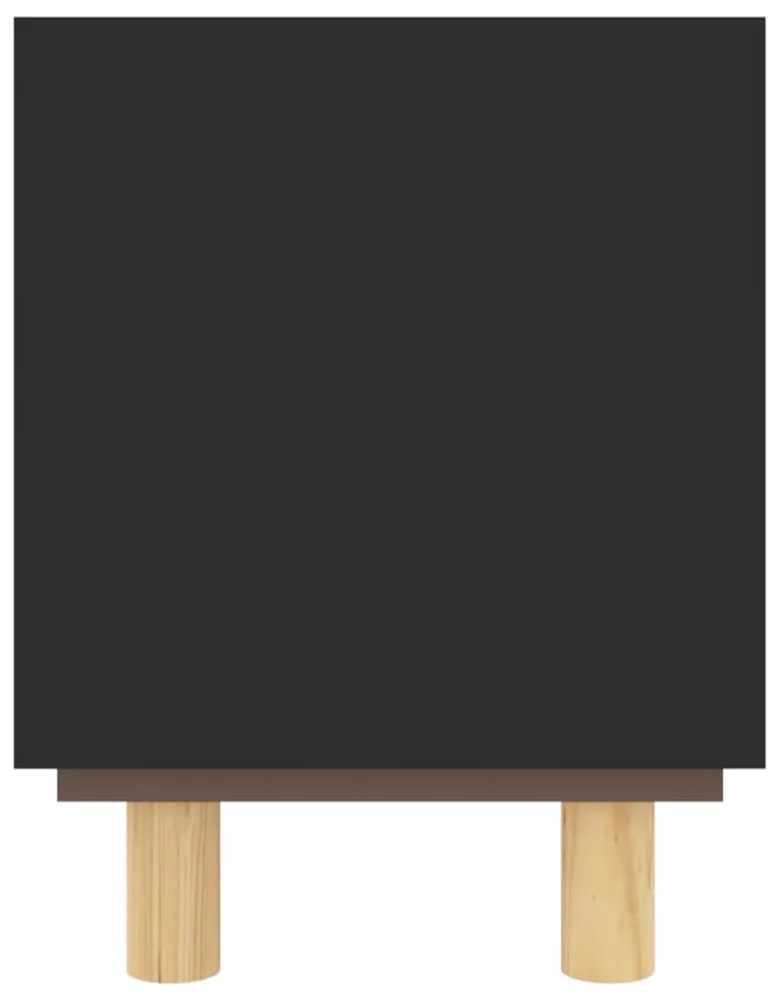 fekete fenyőfa és természetes rattan TV-szekrény 105x30x40 cm