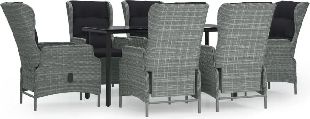 vidaXL 7 részes világosszürke kerti étkezőgarnitúra