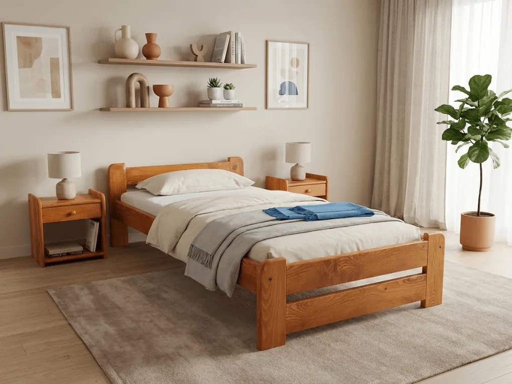 Emily ágy 90x200 cm, égerfa Ágyrács: Léces ágyrács, Matrac: Matrace Sommera 18 cm