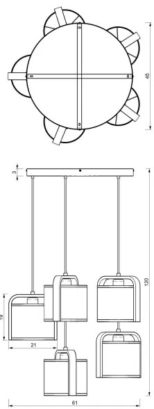 Csillár zsinóron JONKO 5xE27/60W/230V