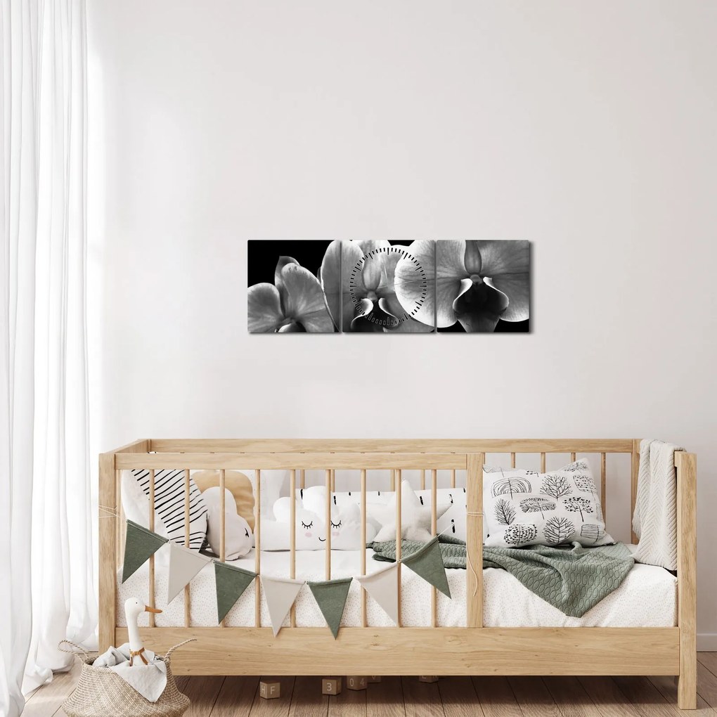 Egy orchidea virág képe (órával) (90x30 cm)