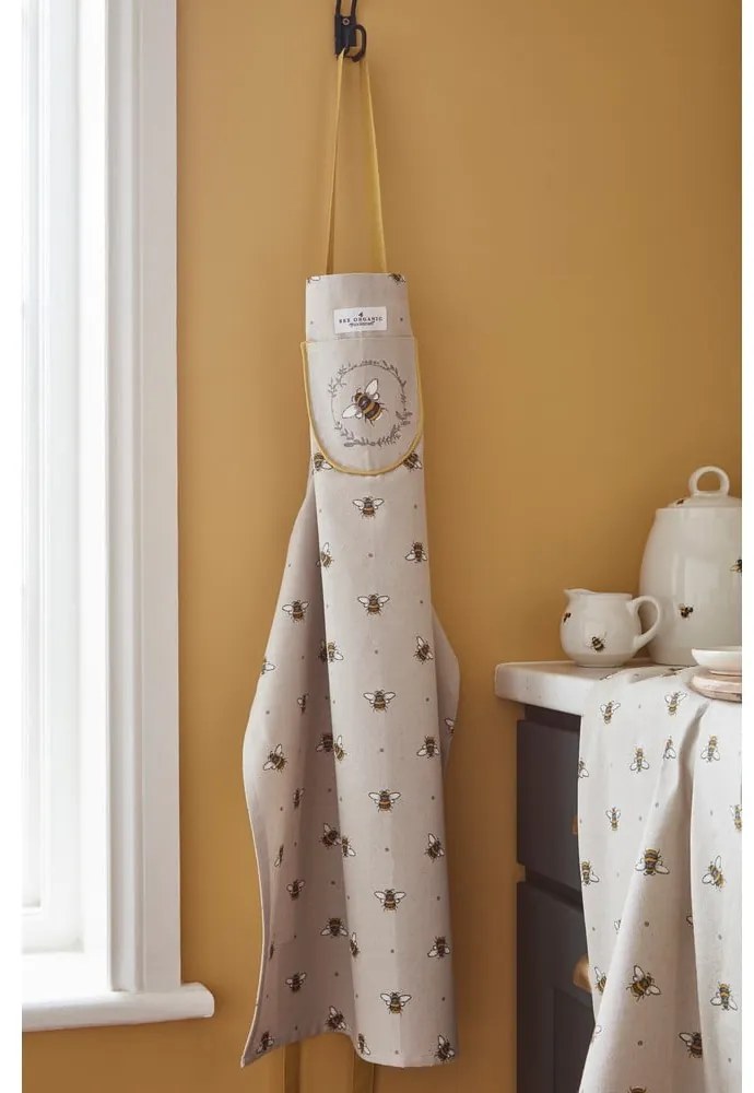 Bumble Bees bézs-sárga pamut kötény - Cooksmart ®