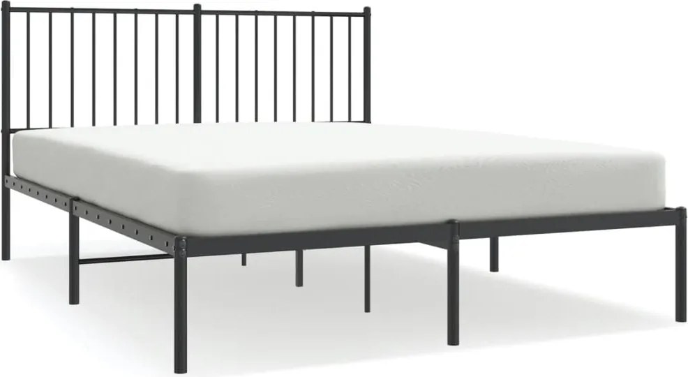 vidaXL fekete fém ágykeret fejtámlával 140 x 190 cm
