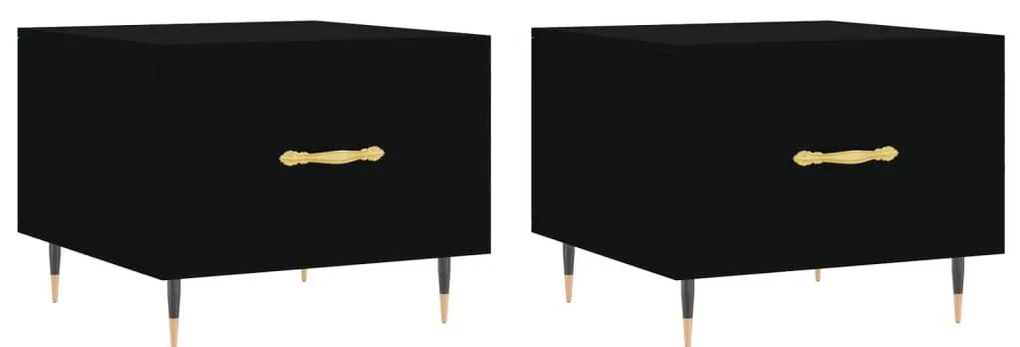 2 db fekete szerelt fa dohányzóasztal 50 x 50 x 40 cm