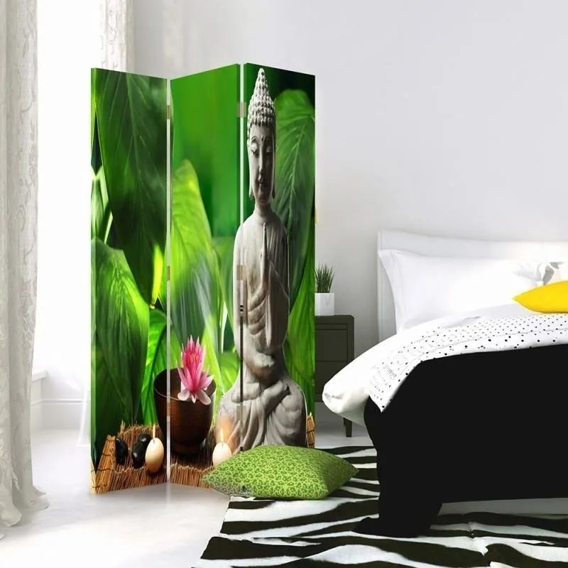 Gario Paraván Buddha leveles háttéren Méret: 145 x 170 cm, Kivitelezés: Klasszikus paraván
