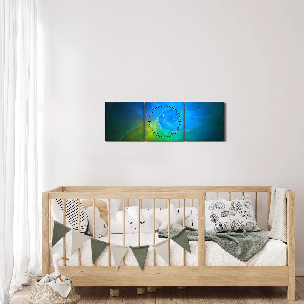 Kék absztrakció képe (órával) (90x30 cm)