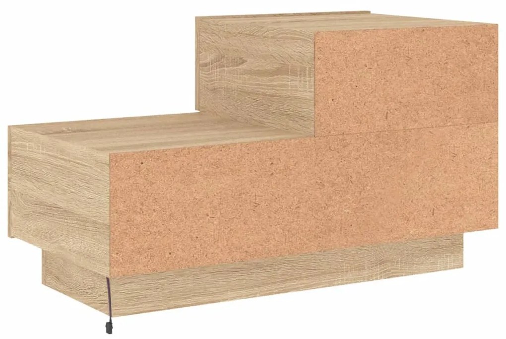 sonoma tölgy színű éjjeliszekrény LED-ekkel 70 x 36 x 40,5 cm