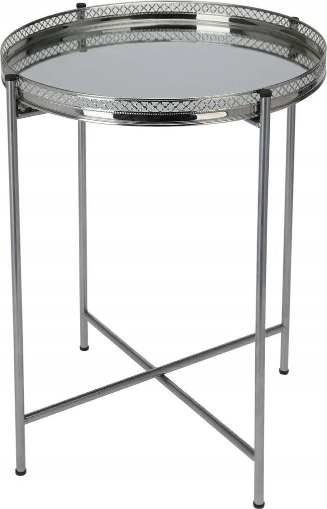 Oldalsó asztal Fém Ezüst kerek glamour dekoratív virágágyás 36xh47 cm