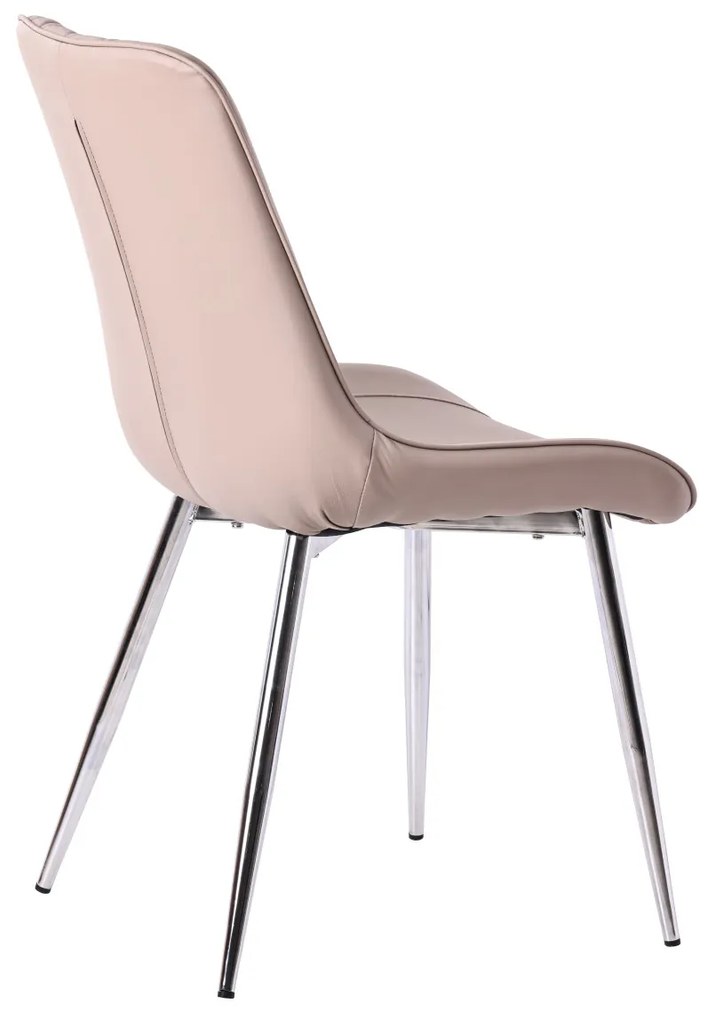 Scaun de luat masa elegant în culoarea latte, cu tapițerie din piele ecologică