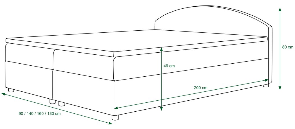 Franciaágy Boxspring 140 cm Orlando (minta + világosbarna) (matraccal és tárolóhellyel). 1047278