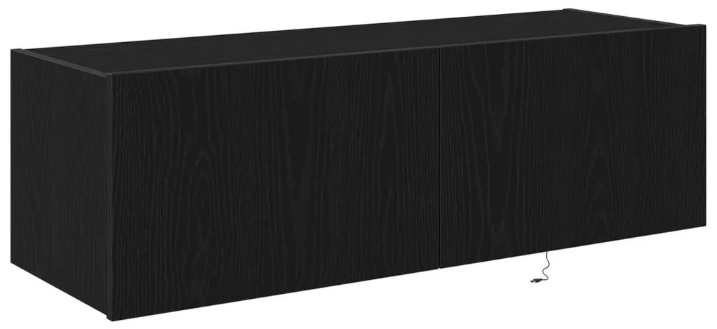 TV Falióra LED világítással Fekete Tölgy 100x35x31 cm