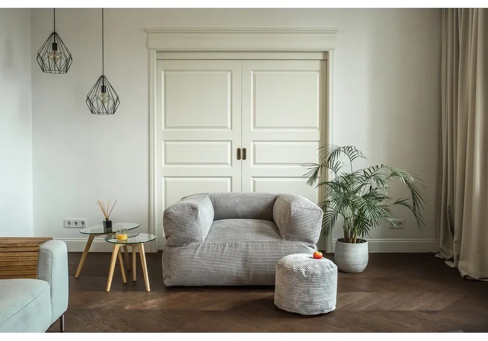 Barna kordbársony babzsákfotel MooG – SLOWDOWN