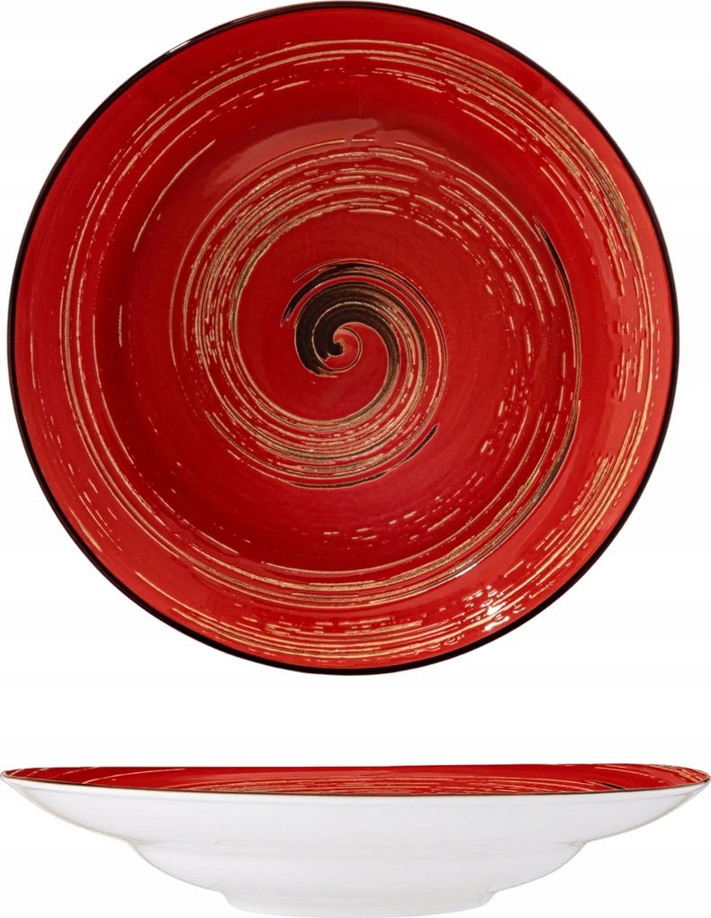 Porcelán tányér mély 350 ml leveshez saláta piros Wilmax 25,5cm
