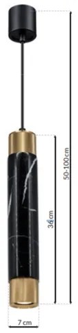 Csillár zsinóron MARBLE 1xGU10/8W/230V fekete/arany
