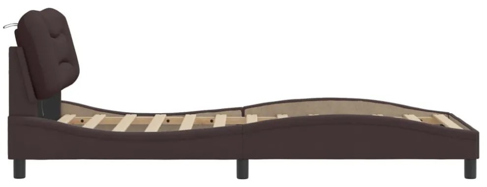sötétbarna szövet ágykeret LED-ekkel matrac nélkül 80x200 cm
