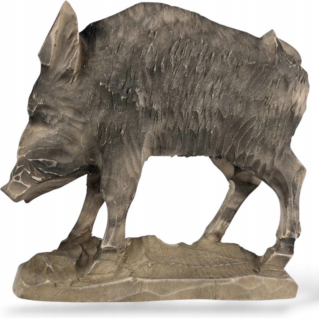 Kézzel Faragott Vaddisznó Fa Szobor Dekoráció Figura *12 cm.