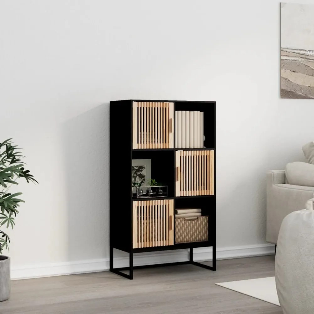 fekete szerelt fa magasszekrény 70 x 35 x 125 cm