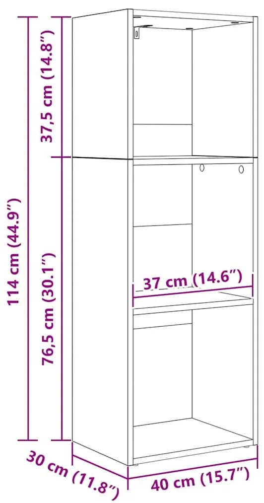 Könyvszekrény Musta tammi 40 x 30 x 114 cm Faanyag
