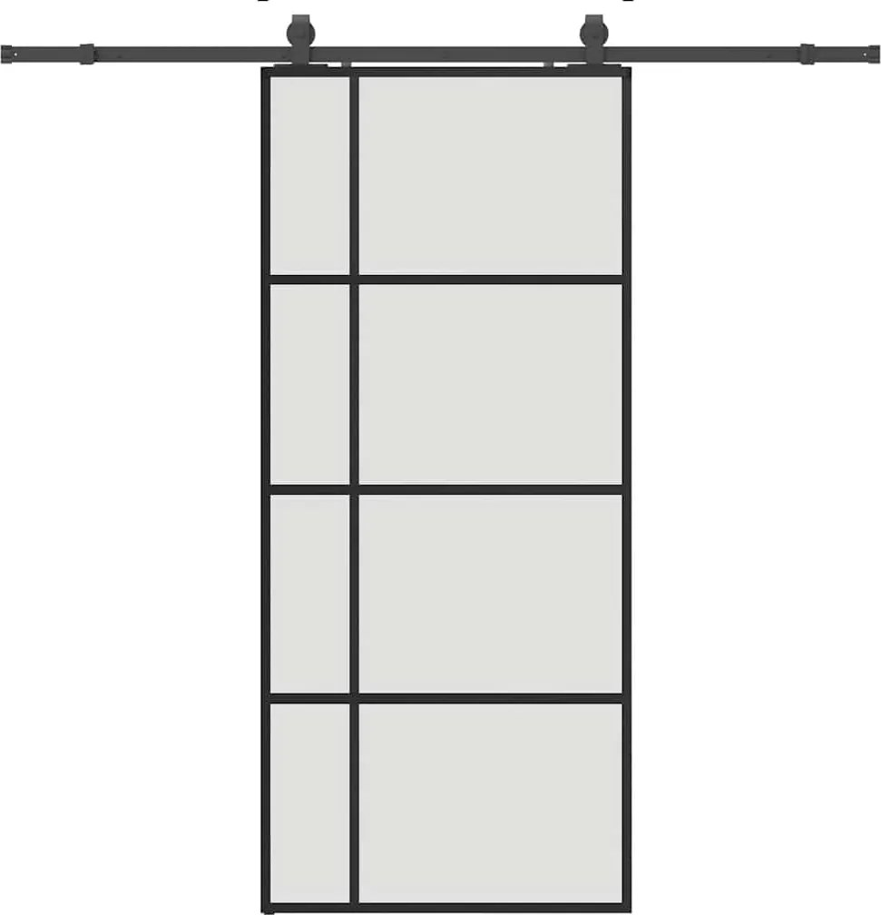 vidaXL fekete ESG üveg tolóajtó fémszerelvény-szettel 90x205 cm