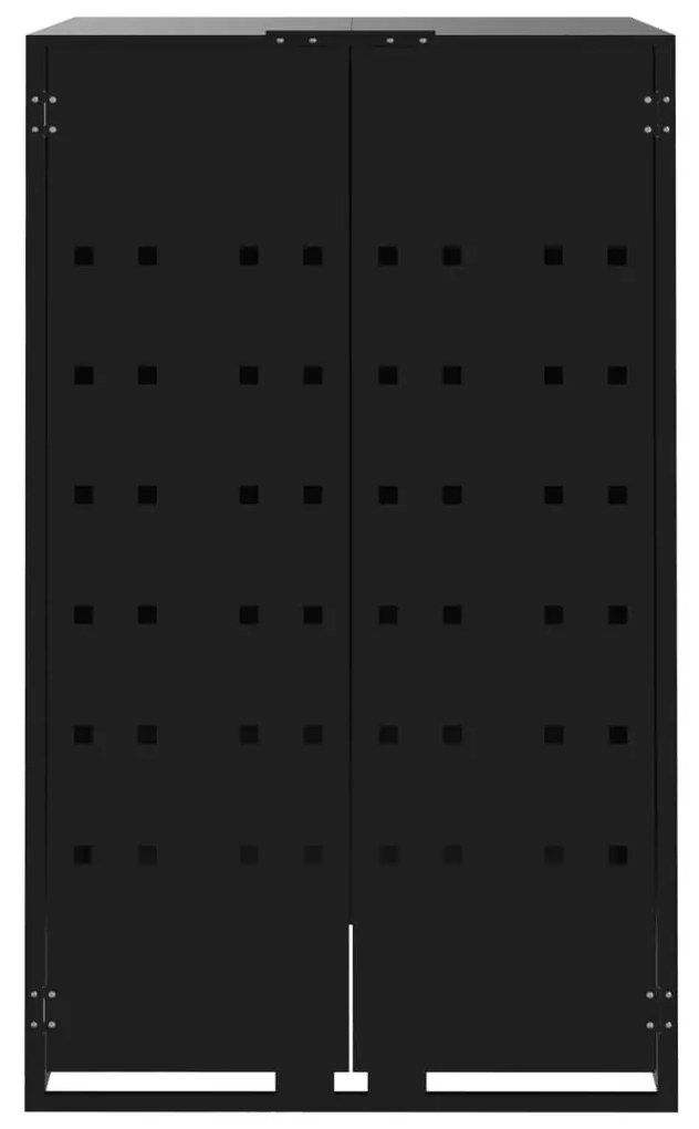 fekete acél kerekes tároló 3 szemeteskukához 207 x 79 x 117 cm