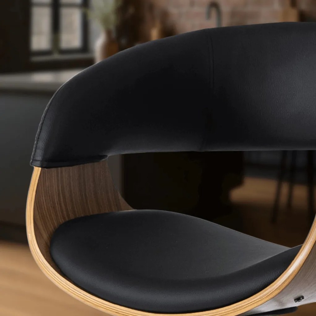 Elegáns Bárszék Fekete Eco-bőr Kárpittal. OREGON