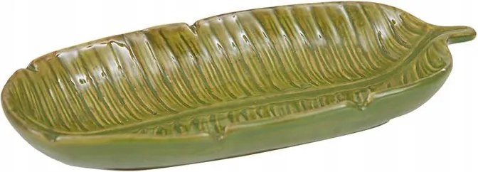 Patera Zöld Kerámia Levél 25x11cm Gyümölcsökhöz