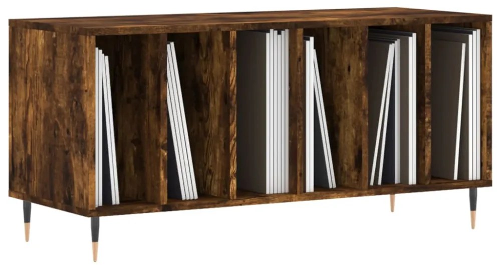 füstös tölgy színű szerelt fa hanglemezszekrény 100x38x48 cm