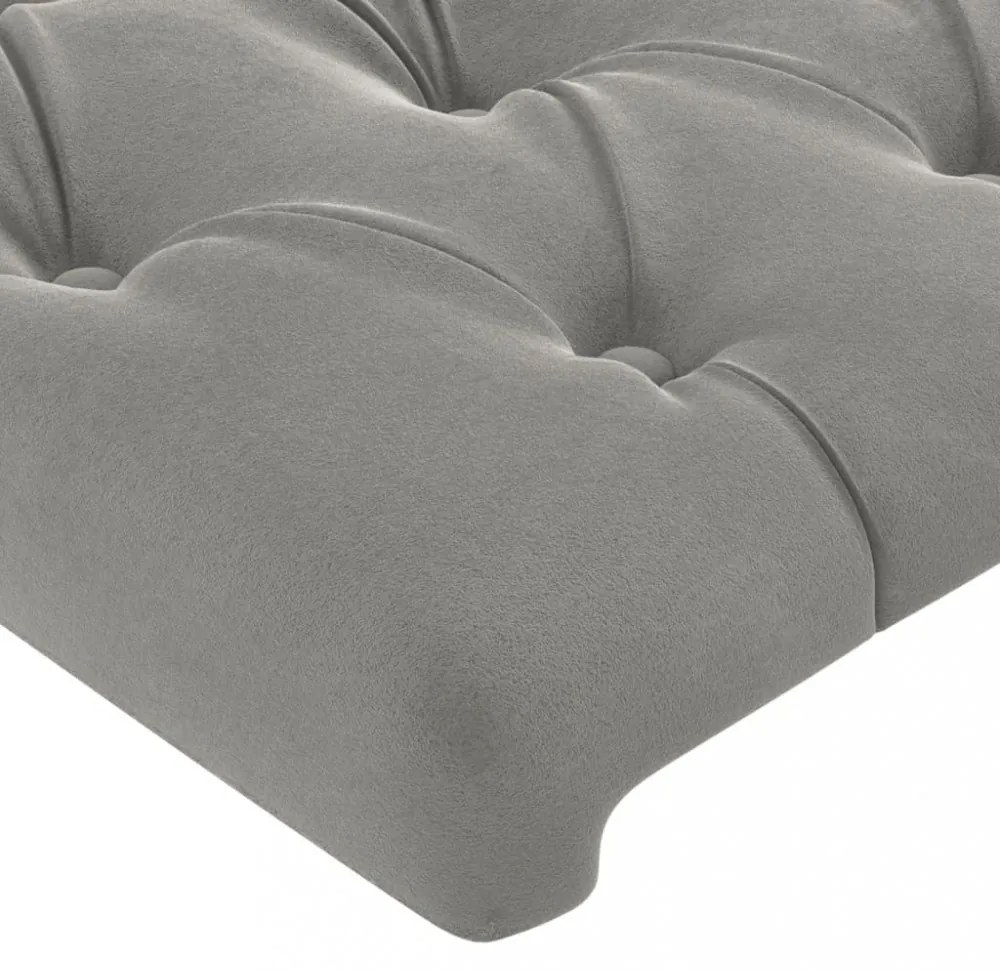 világosszürke bársony LED-es fejtámla 100 x 7 x 78/88 cm