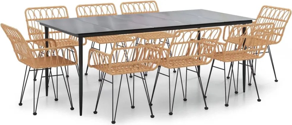 vidaXL 9 részes polyrattan kerti étkezőgarnitúra