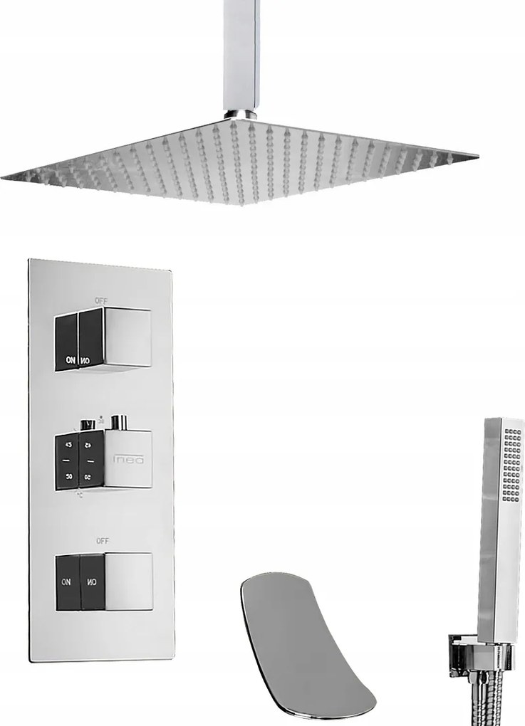 Négyzet alakú falsík alatti szett mennyezeti kifolyócsővel