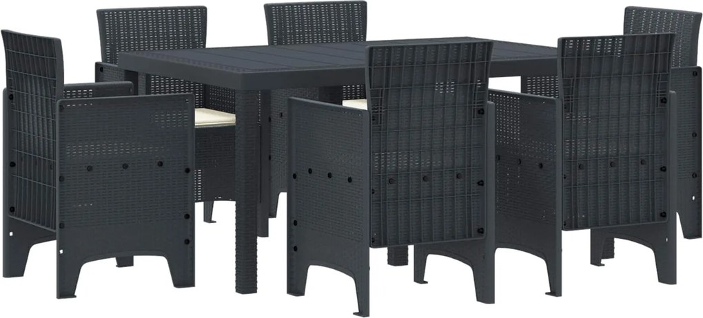vidaXL Kert étkező szett 7 pcs Antracit Polt rattan
