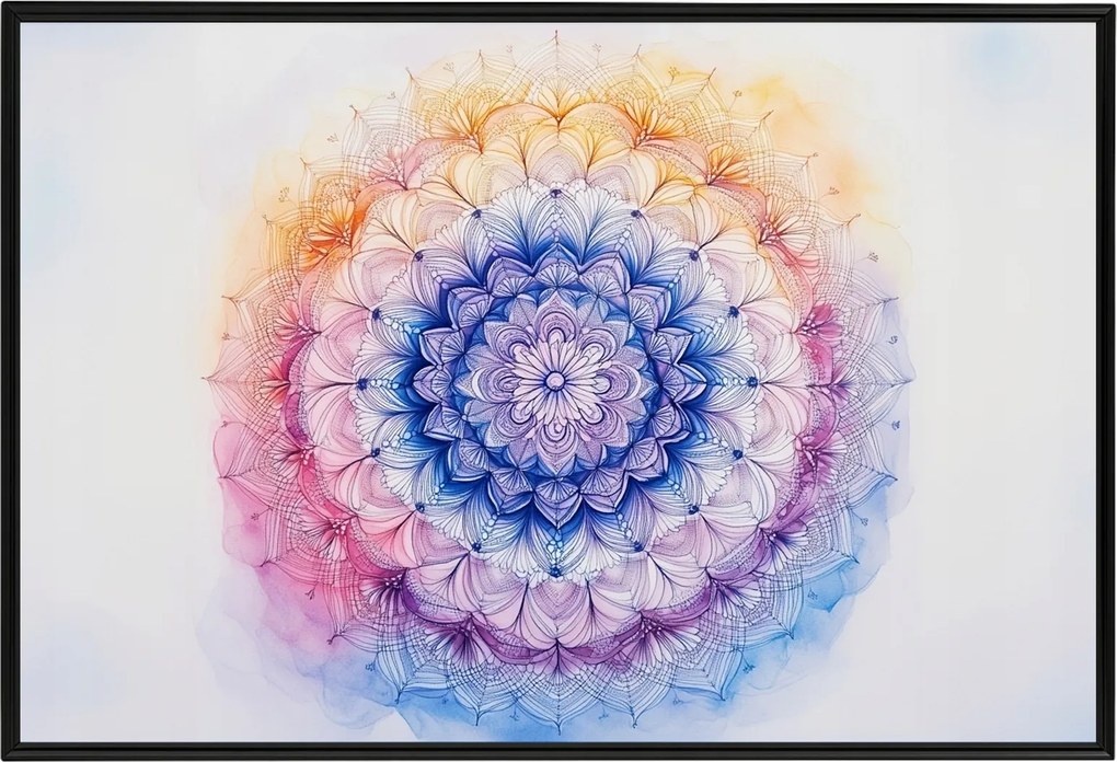 Poszter Keret Alumínium Mandala Harmónia Meditáció Zen Szellem Csipke 60x40