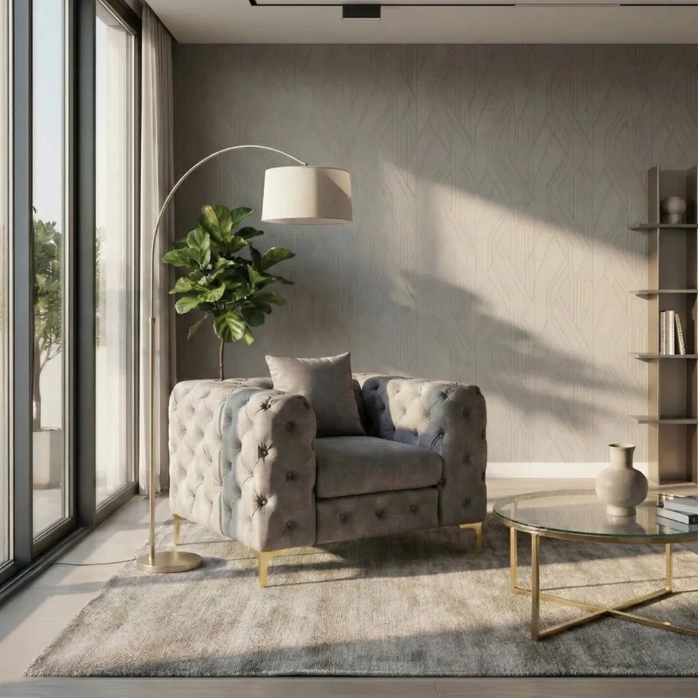 Fotel SORRENTO 1S Szary Welurowy