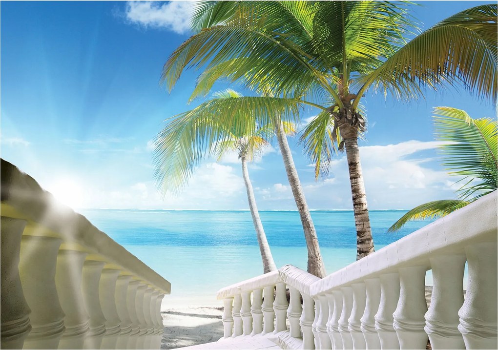 Flizelin fotótapéta Trópusi tengerpart Pálmafák Óceán Relaxáció 254x184 +ragasztó