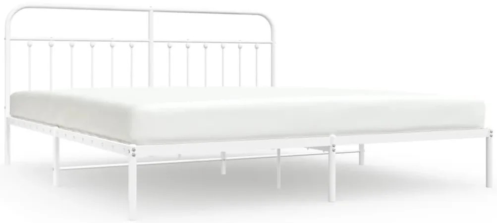 fehér fém ágykeret fejtámlával 200 x 200 cm
